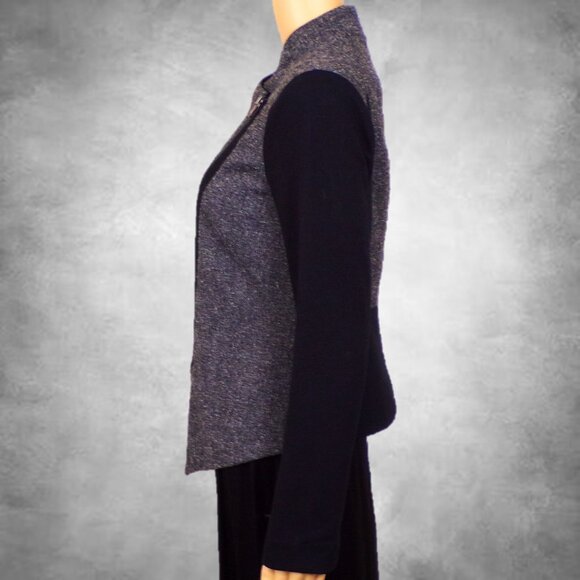 WORTHINGTON size S gray/black zip-front light jacket polyester/rayon/spandex - Picture 9 of 14